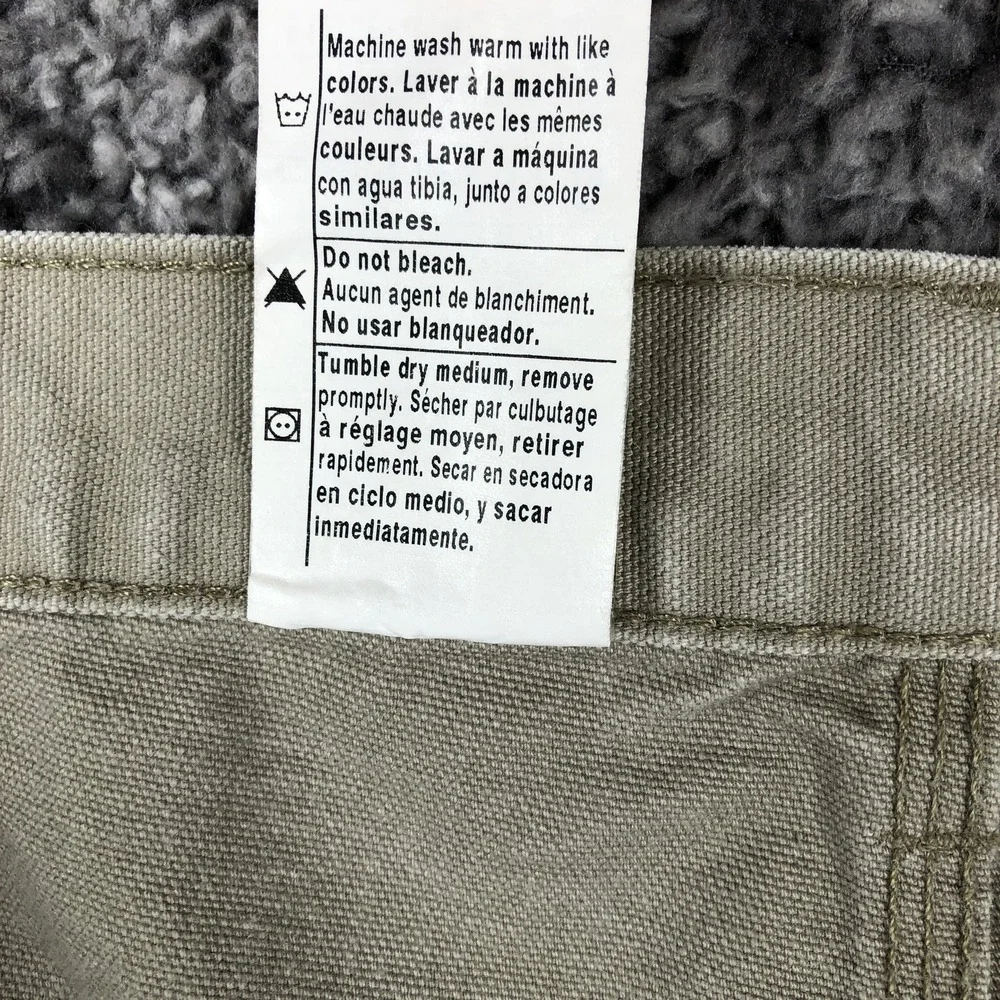 Carhartt Pants Mens 42x34 Beige Canvas Dungaree Fit Carpenter Workwear B11 DES‎